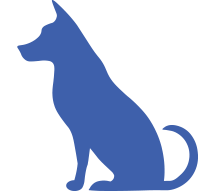 A graphic of a dog sitting